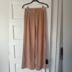 Rylee + Cru Ribbed Knit Wide-Leg Pants — Dusty Peach